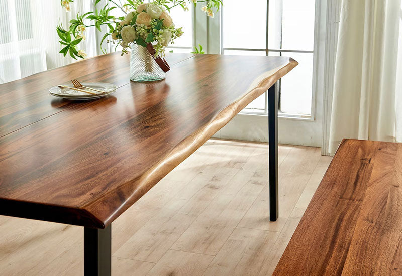 Keelan Scott live edge walnut dining table with U-shaped legs