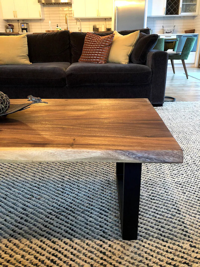 Keelan Scott live edge walnut coffee table showing natural edge detail