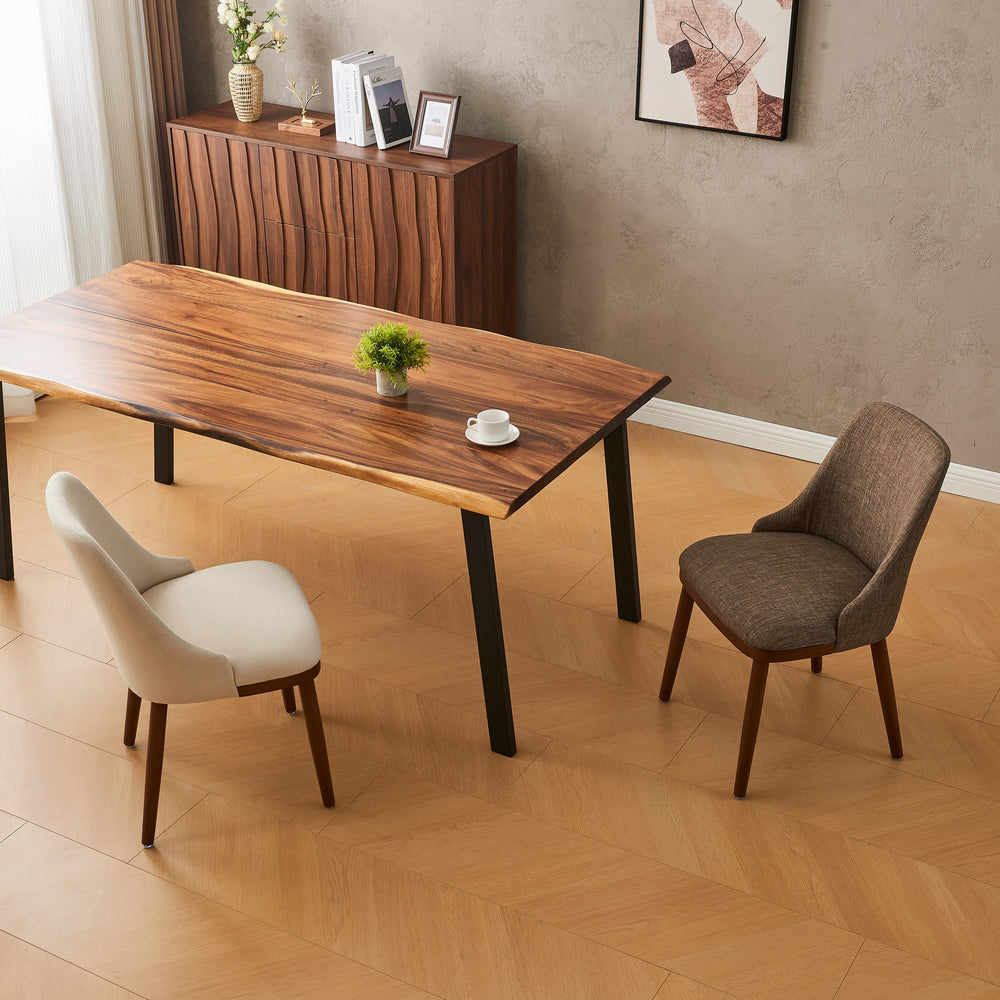 Modern chair paired with live edge dining table
