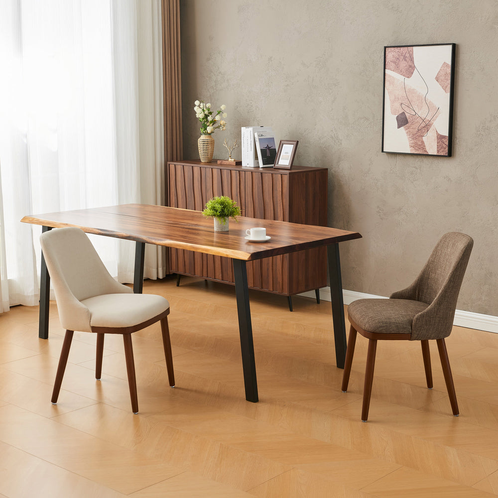 Modern chair paired with live edge dining table