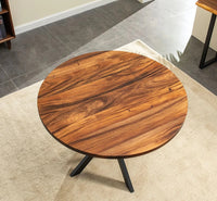 Overhead view of the 42 inch round walnut top