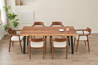 Complete dining set - live edge table with 6 solid wood arm chairs