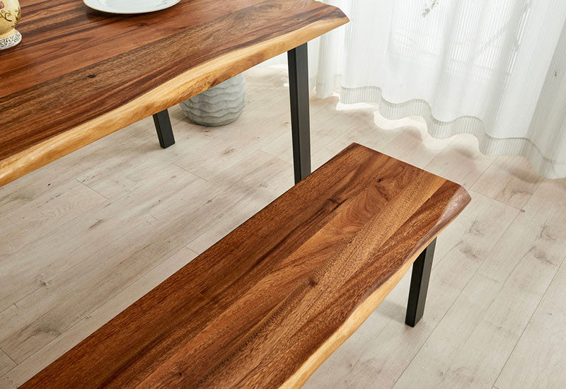 Live Edge Dining Bench shown on Live Edge Dining Table