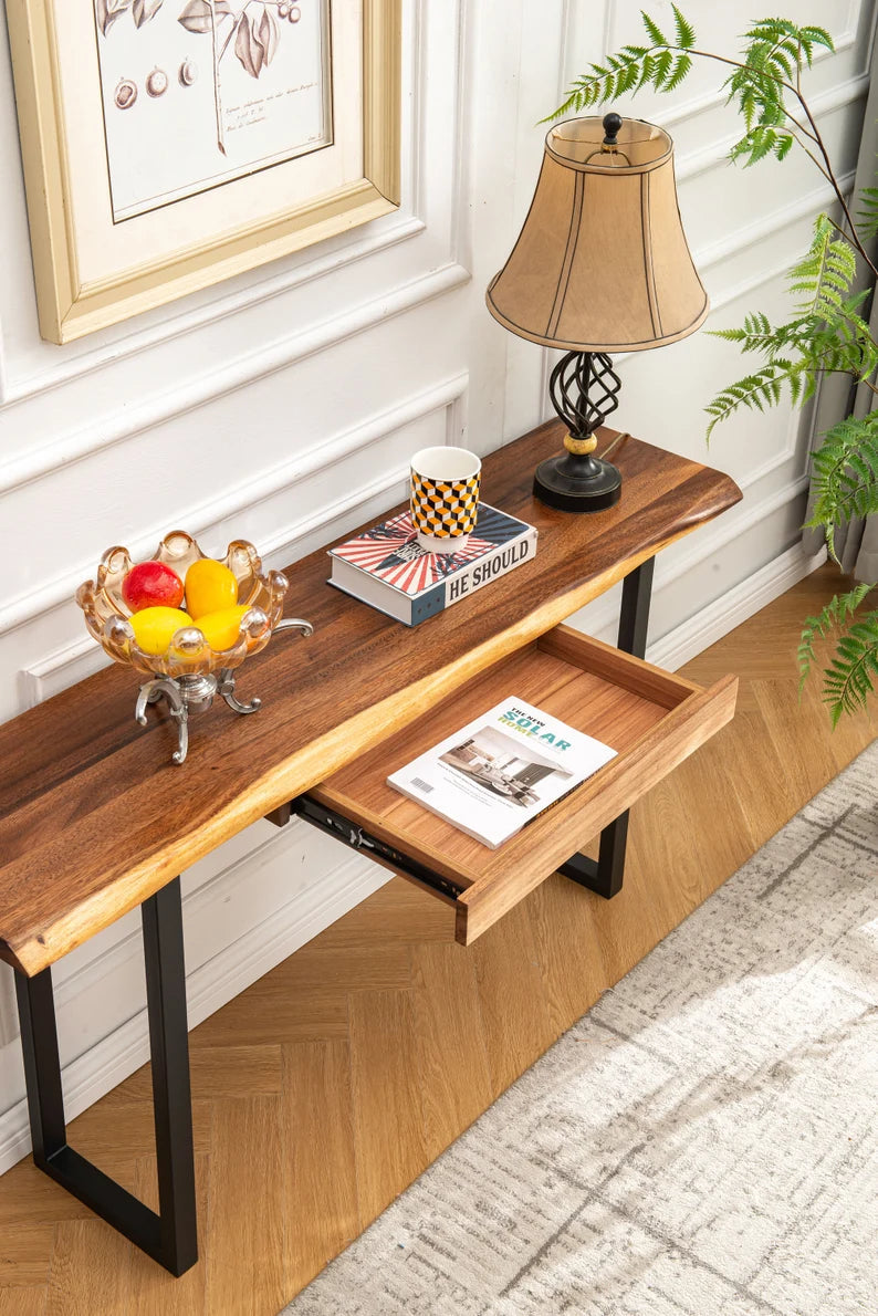 Walnut Drawer - Add-on shown on Live Edge Console Table